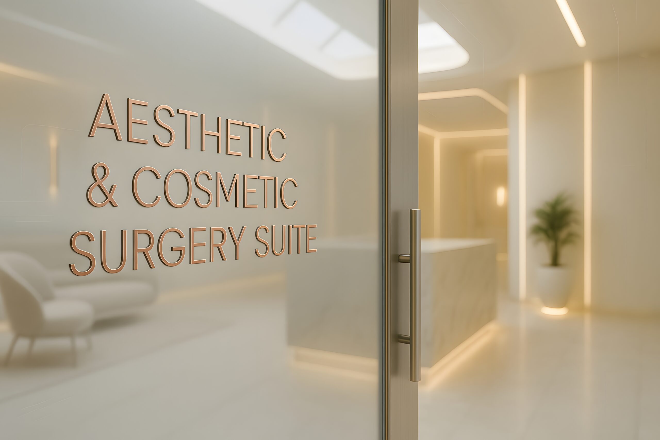 Zwei plastische Chirurgen zeigen unterschiedliche Branding-Strategien – einer setzt auf Knappheit und Exklusivität, der andere auf Sichtbarkeit und Social Media. Symbolbild für Branding in der ästhetischen Medizin.